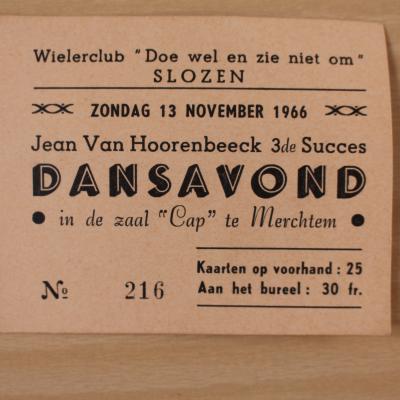 uitnodiging dansavond van Wielerclub &quot;doe wel en zie niet om&quot; uit Slozen - Jean Van Hoorenbeeck